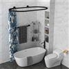 Sikaiqi Asta per tenda da doccia ovale in lega di alluminio, forma quadrata, asta per bagno per vasca con piedini ad artiglio, vasche autoportanti (Nero: L 140 cm, W 63,5 cm)