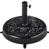 Yaheetech Base per Ombrellone da Giardino con Ruote Base Autoportante Rotonda in Stile Rustico Vintage con Motivo a Rose per Esterno Spiaggia Terrazzo (Nero)