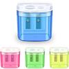 elzle 4pcs Temperino con Serbatoio Doppi Fori Bambini Temperamatite Trucco per Matite Studenti Scuola Ufficio Viaggi