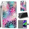 TOMYOU Cover per iPhone 14 Plus, Bicchiere | Antiurto Protettiva Portafoglio, Slot per Schede, Magnetica, Custodia in Pelle PU, Libro Flip,Funzione Stand