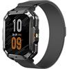 GIOPUEY 22mm Cinturini Magnetica Compatibile con Blackview W60/W70 Pro/W80 PRO, Cinturino in Acciaio Inossidabile Intrecciato [Magnetico] - Black