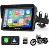 Carpuride W502 Stereo Portatile Senza Fili per Moto Doppio Bluetooth Impermeabile IP67, Schermo Carplay e Android Auto per Moto, Touch Screen da 5 pollici,TF 64G, Siri, G00gle,GPS