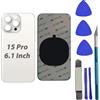 Peixiong Sostituzione del coperchio del vetro posteriore 15 Pro per iPhone 15 Pro Sostituzione del vetro posteriore posteriore da 6,1 '' con kit di strumenti di riparazione (Titanio Bianco)