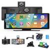 Pisendra Schermo CarPlay Auto 10,26, Car Play per Auto Wireless e Android Auto, Dash Cam 4K, Supporto Retrocamera 1080P, Schermo per Auto IPS Touch, Mirror Link, BT/FM/AUX, TF 64GB, Plug and Play 12V/24V