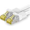 1aTTack.de Cavo di rete Ethernet Lan Cat.7 SFTP spina RJ45 Cat6a doppia schermatura 10000 Mbit/s compatibile con Cat5 Cat6 Cat6a Cat8 per switch Router Modem Patchpanel Bianco - 1 pezzo 15m