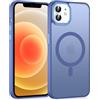 Knrlqim Custodia Magnetica per iPhone 12/12 Pro, Compatibile con MagSafe, PC Silicone Cover Traslucido Opaco, Case Protezione Fotocamera & Pulsanti Metallo, Antiurto Antiscivolo Slim, Blu