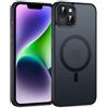 Knrlqim Custodia Magnetica per iPhone 14 Plus, Compatibile con MagSafe, PC Silicone Cover Traslucido Opaco, Case Protezione Fotocamera & Pulsanti Metallo, Antiurto Antiscivolo Slim, Nero