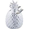 Relaxdays Salvadanaio a Forma di Ananas, in Ceramica, Cassetta Porta Soldi, con Serratura, 2 Chiavi, HxD: 16 x 9 cm, Argento