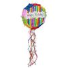 Relaxdays Pignatta con Scritta 'Happy Birthday, Piñata da Appendere, Compleanni, da Riempire, DxP: 32x9 cm, Multicolore