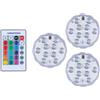 Grundig Faretto senza fili, set di 3 pezzi, faretto a LED con telecomando, illuminazione RGB con cambio di colore, faretto impermeabile IP65, lampada a batteria, 7 x 7 x 2,8 cm