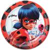Procos 93444 Miraculous Ladybug, set di 8 piatti usa e getta in carta, per compleanno dei bambini, set da festa, FSC® Mix
