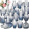 Inbagi Set di 20 piccoli vasi in vetro per fiori, vintage, graziosi vasi in vetro per centrotavola, vaso in vetro rustico decorativo, per tavolo di nozze, decorazione natalizia della casa (blu sfumato)