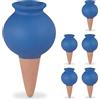 Relaxdays Sfere da Irrigazione a Goccia, Set da 6, Coni per Annaffiatura Automatica per Piante in Vaso, Terracotta Blu