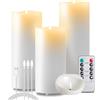 EXTSUD 3 candele a LED senza fiamma, in vera cera, ricaricabili, con timer e telecomando, 7,5 x 16,18,5,21 cm, per casa, matrimonio, Natale, Halloween, feste