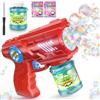ROMINVIC Macchina per bolle di sapone, pistola per bolle di sapone per bambini, macchina per bolle di sapone a LED, elettrica con serbatoio da 100 ml, blu automatico, per bambini sparatutto