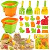 Dreamon Giochi da Spiaggia Bambini 29 PCS Tema Fattoria, Set Giochi Sabbia Bambini con 2 Secchielli Pieghevoli, 22 Stampini Animali e Castello, Pala e Accessori, Giocattoli da Spiaggia per Bambini 3+ Anni