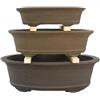 Vasi per bonsai ovali in gres (Set da n.3 pezzi) - GL4