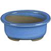 Vaso per bonsai Giapponese Morrisan ovale in gres smaltato azzurro 10,5x8,5x4,5 cm - B03-3-1A