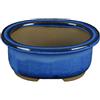 Vaso per bonsai Giapponese Morrisan ovale in gres smaltato blu 10,5x8,5x4,5 cm - B03-3-1B