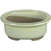 Vaso per bonsai Giapponese Morrisan ovale in gres smaltato bianco 10,5x8,5x4,5 cm - B03-3-1C