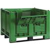Cargopallet 700 PLUS verde con pareti grigliate, sportello e 3 travette 1200x1000xh830