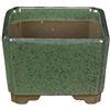 Vaso per bonsai Giapponese Morrisan quadrato in gres smaltato verde scuro 9x9x5,5 cm - B03-3-2D