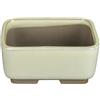 Vaso per bonsai Giapponese Morrisan rettangolare in gres smaltato bianco 11x8,5x4,5 cm - B03-3-4C