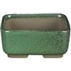 Vaso per bonsai Giapponese Morrisan rettangolare in gres smaltato verde scuro 11x8,5x4,5 cm - B03-3-4D