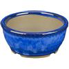 Vaso per bonsai Giapponese Morrisan rotondo in gres smaltato blu 10,5x10,5x4,5 cm - B03-3-5B