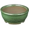 Vaso per bonsai Giapponese Morrisan rotondo in gres smaltato verde scuro 10,5x10,5x4,5 cm - B03-3-5D