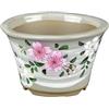 Vaso da collezione per bonsai Giapponese Kutani rotondo in gres smaltato manualmente 10,5x10,5x6,5 cm - B26-7