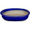 Vaso per bonsai Giapponese Morrisan ovale in gres smaltato blu 34x29,5x8 cm - B22-37b