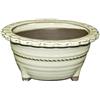 Vaso per bonsai Giapponese Morrisan rotondo in gres smaltato bianco 10,5x10,5x6 cm - B04-14b