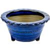 Vaso per bonsai Giapponese Morrisan rotondo in gres smaltato blu 10,5x10,5x6 cm - B04-13b