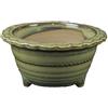 Vaso per bonsai Giapponese Morrisan rotondo in gres smaltato verde 10,5x10,5x6 cm - B04-15b