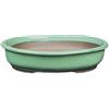 Vaso per bonsai Giapponese Morrisan ovale in gres smaltato verde 34x29,5x8 cm - B22-39b