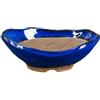 Vaso per bonsai Giapponese Morrisan ovale in gres smaltato blu 13x8,5x3-4 cm - B08-20