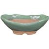 Vaso per bonsai Giapponese Morrisan ovale in gres smaltato verde 13x8,5x3-4 cm - B08-22