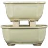Vasi per bonsai Giapponesi Morrisan rettangolari in gres smaltato bianco (Set da n.2 pezzi) - B05-10