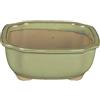 Vaso per bonsai Giapponese Morrisan rettangolare in gres smaltato verde 12,5x10,5x5,5 cm - B05-11b