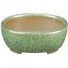 Vaso per bonsai Giapponese Morrisan ovale in gres smaltato verde 9,5x7,5x3,5 cm - B02-8-1D