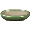Vaso per bonsai Giapponese Morrisan ovale in gres smaltato verde 9x7x3,5 cm - B02-8-10D