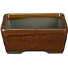 Vaso per bonsai Giapponese Morrisan rettangolare in gres smaltato marrone mogano chiaro 9x7x3,5 cm - B02-8-4F