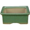 Vaso per bonsai Giapponese Morrisan rettangolare in gres smaltato verde 9x7x3,5 cm - B02-8-3D
