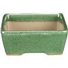 Vaso per bonsai Giapponese Morrisan rettangolare in gres smaltato verde 9x7x3,5 cm - B02-8-4D