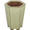 Vaso per bonsai esagonale (stile a cascata) in gres smaltato bianco 7,5x7,5x11,5 cm - SF37