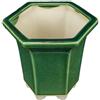 Vaso per bonsai esagonale (stile a cascata) in gres smaltato verde 10,5x10,5x11 cm - YM19