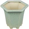 Vaso per bonsai esagonale (stile a cascata) in gres smaltato verde chiaro 10,5x10,5x11 cm - YM16
