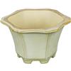Vaso per bonsai esagonale in gres smaltato bianco avorio 9,5x9,5x7 cm - A14