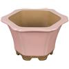 Vaso per bonsai esagonale in gres smaltato rosa chiaro 9,5x9,5x7 cm - A21